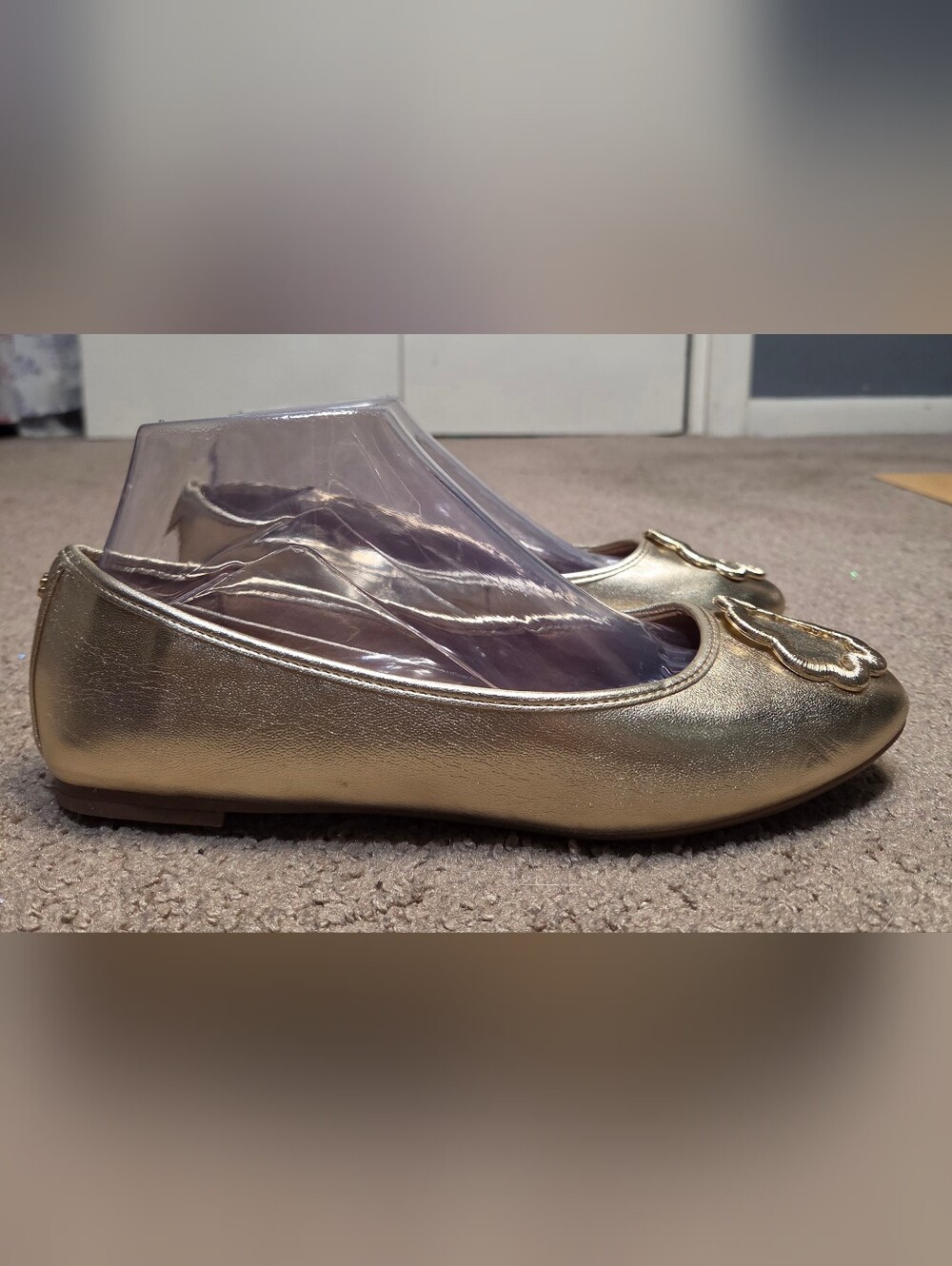 Sam & Libby Metallic Gold Ballet Flats with Decorative Applique